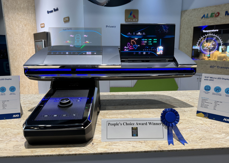 東升國際車用Micro LED Display HMI解決方案獲「最佳車用顯示獎」，以使用者為中心開發，針對前座駕駛與乘客設計兼具娛樂與安全的高畫質螢幕，包含車艙前座的Micro LED透明螢幕及全球首款內建鏡頭的智慧Micro LED顯示器